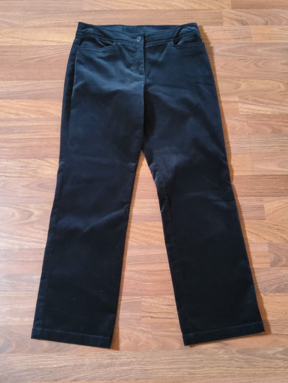 Eileen Fisher Black Velvet Corduroy Petite Straight-Leg Pants - Size PS